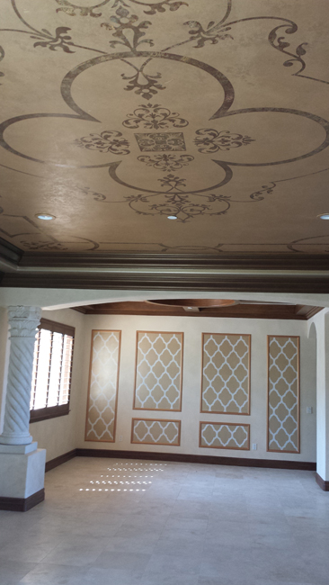Decorative painting on ceiling